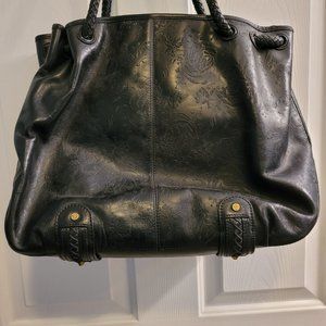 Black leather satchel by Eileen West